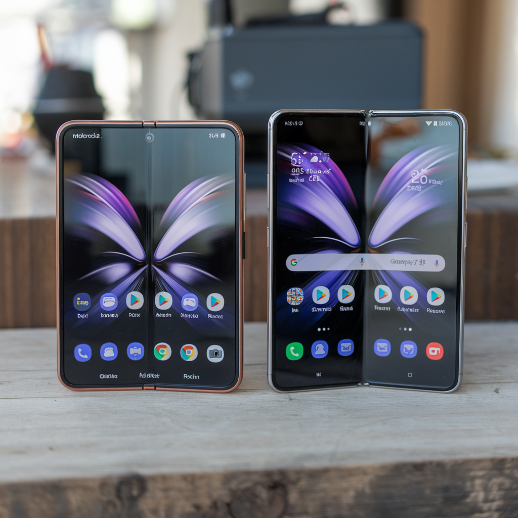 Comparaison entre le Motorola Razr Fold et le Samsung Galaxy Z Fold 7.