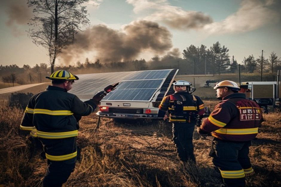 4108b36029a93579 2026, incendies et centrales solaires au sol, tension électrique et voies d'accès, ce que les pompiers doivent affronter sur site