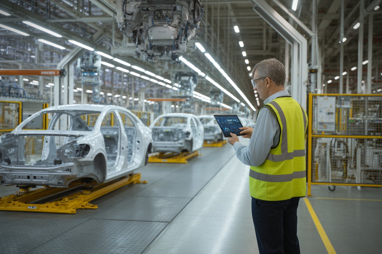 Chaîne d’assemblage à l’arrêt dans l’usine Ford de Valence