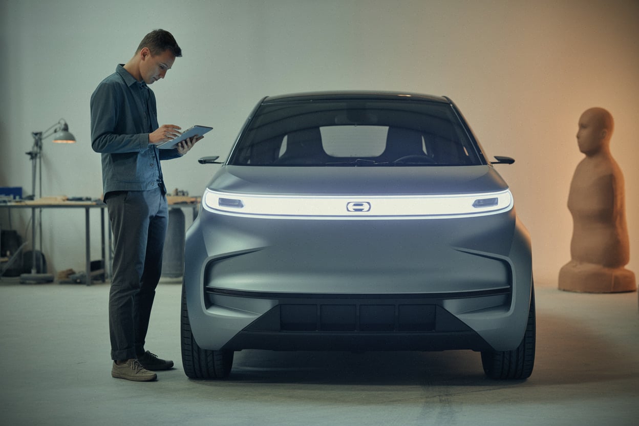 Concept-car MG GO! en studio, design urbain et signature lumineuse