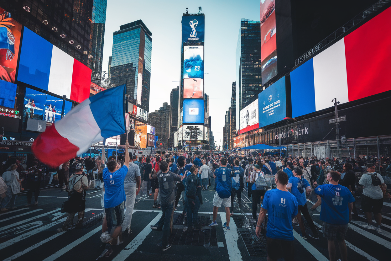 Match des Bleus à 23h en semaine : à Paris, les supporters répondent présent au Mondial 2026 Times Square comme miroir: la ferveur française s'exporte aussi: La ferveur ne se limite pas à l'Hexagone. Une source évoque une ambiance de folie à Times Square pour le premier match des Bleus dans cette Coupe du monde 2026, et donne rendez-vous lundi à 23h. Le dé - illustration
