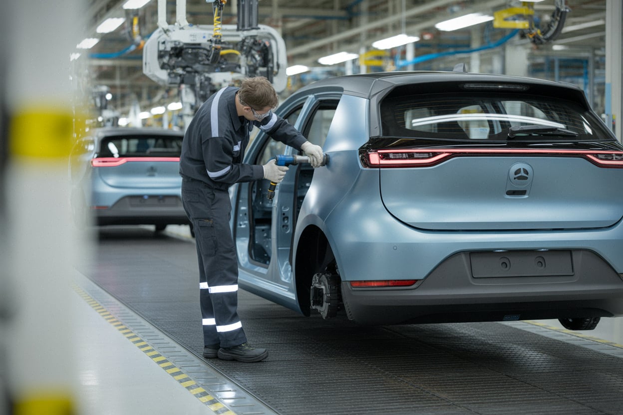 Assemblage européen d’une citadine électrique Leapmotor en usine moderne