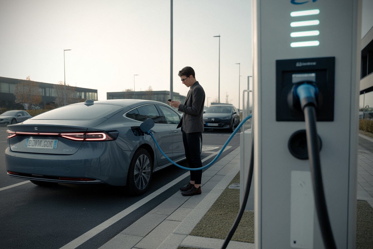 Recharge rapide d’une Xpeng P7+ sur borne haute puissance en France