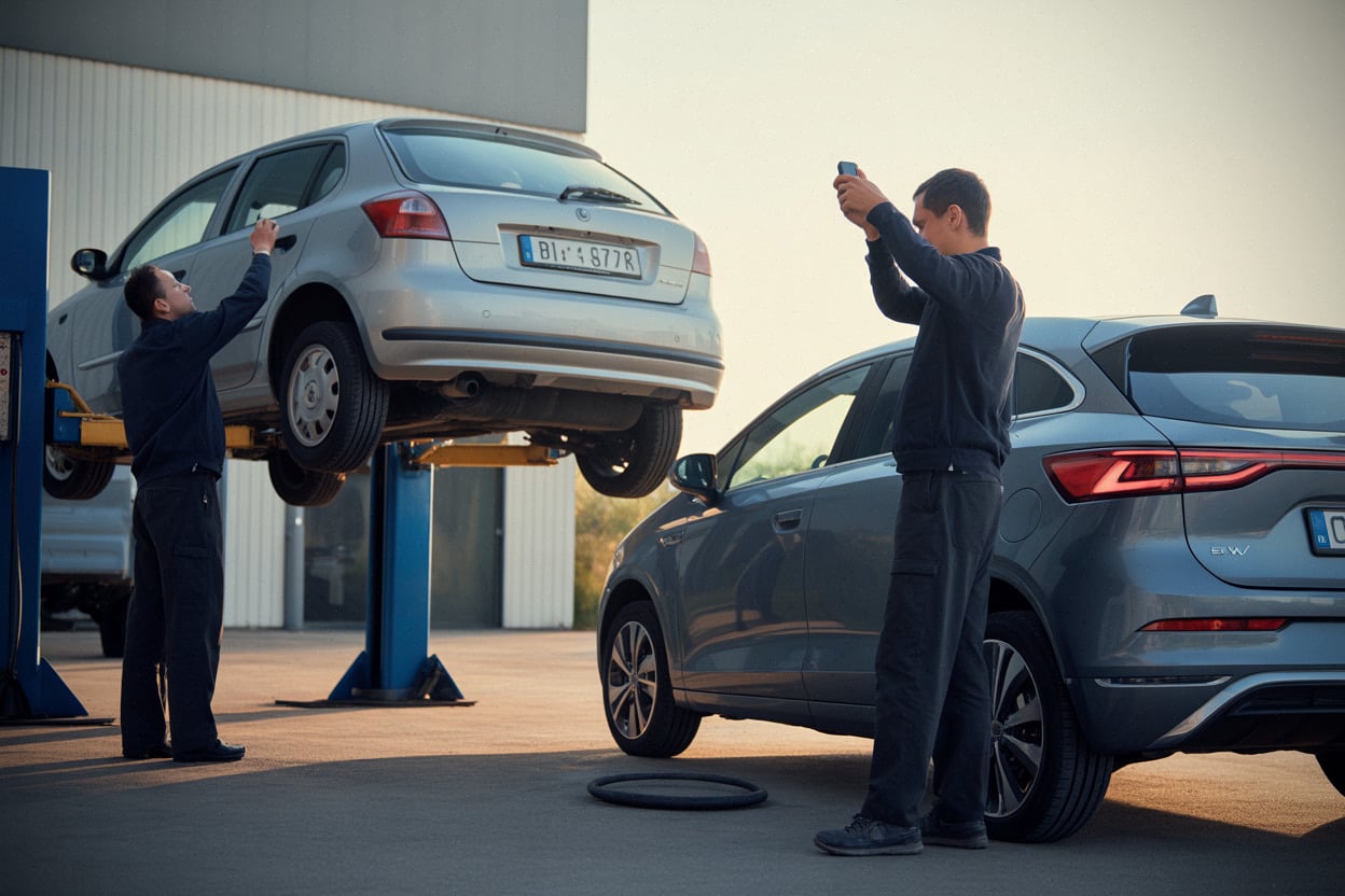 Préparation atelier d’une voiture d’occasion avant mise en vente