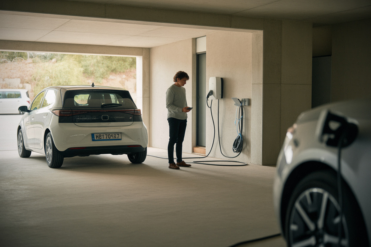 Installation d’une borne de recharge domestique pour voiture électrique.