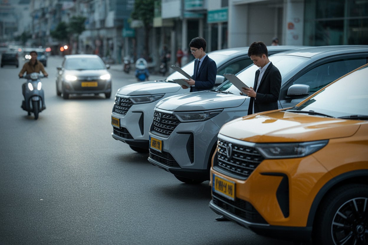 Parc de véhicules MG ZS en déstockage au Vietnam