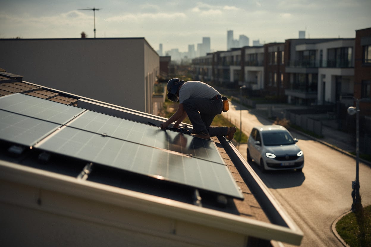 Installation de panneaux photovoltaïques sur toit pour ménage bénéficiaire du CEB