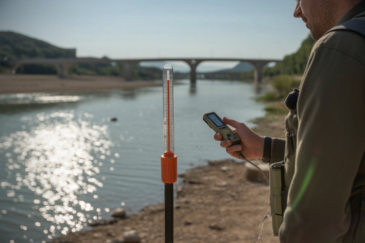 Mesure de température sur la Garonne lors d’une canicule près de Golfech