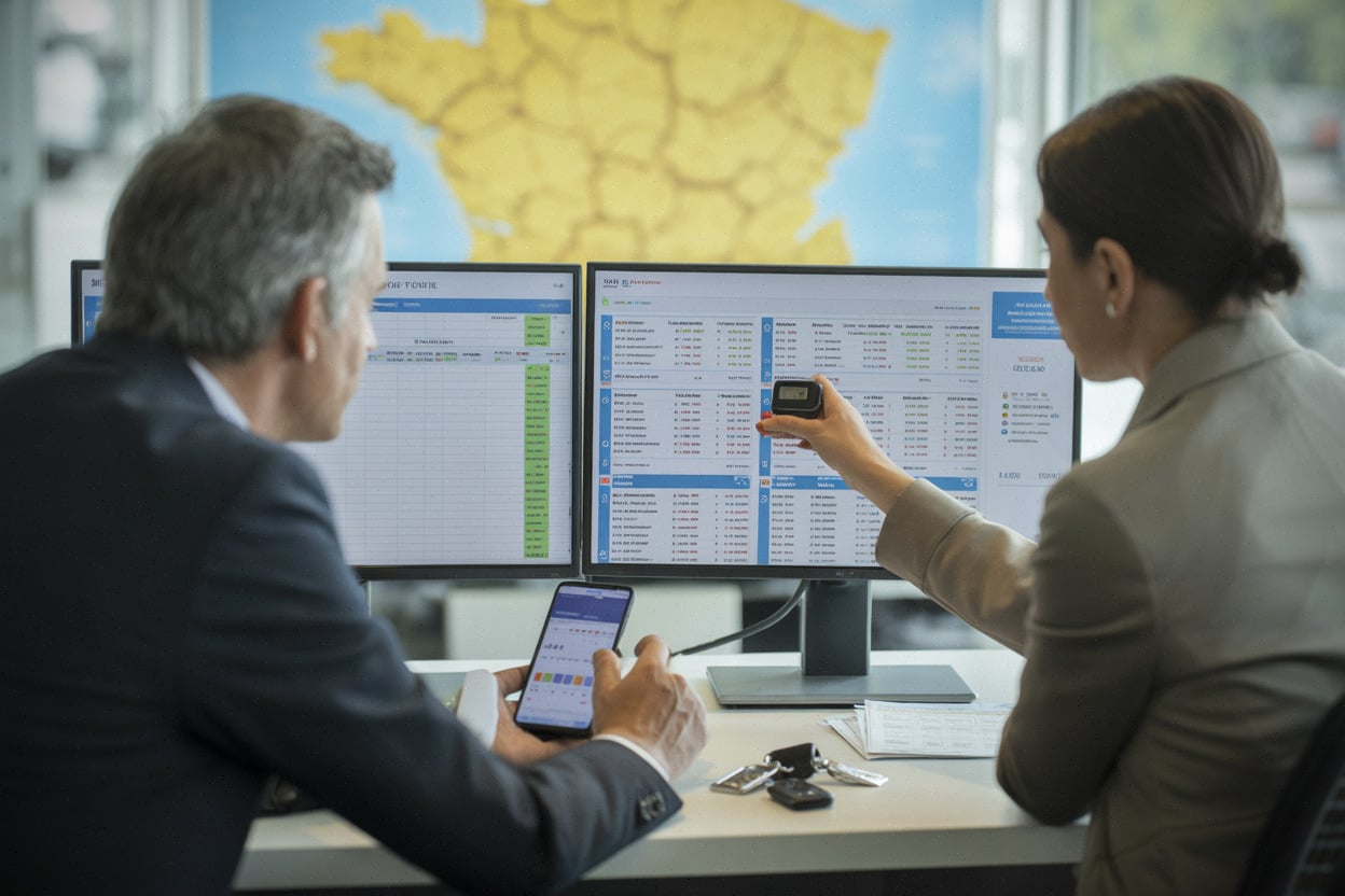 Professionnels VO analysant transactions et stocks au premier semestre 2026