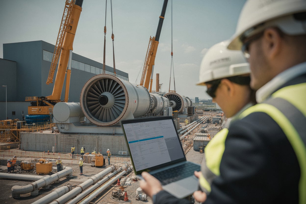 Installation de turbines à gaz pour une centrale électrique géante au Texas