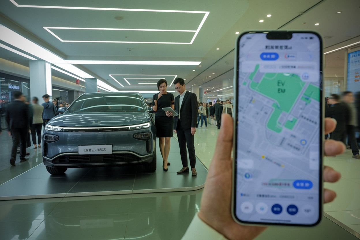 Vente de voiture électrique en Chine, comparaison prix et équipements en showroom